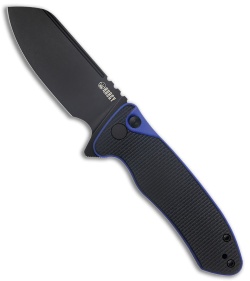 Kubey Creon Button Lock Knife Black/Blue G-10 (2.87" Black Stonewash) KU336D