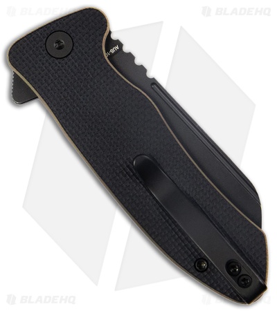 Kubey Creon Button Lock Knife Black/Tan G-10 (2.87" Black Stonewash) KU336F