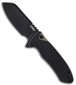Kubey Creon Button Lock Knife Black/Tan G-10 (2.87" Black Stonewash) KU336F