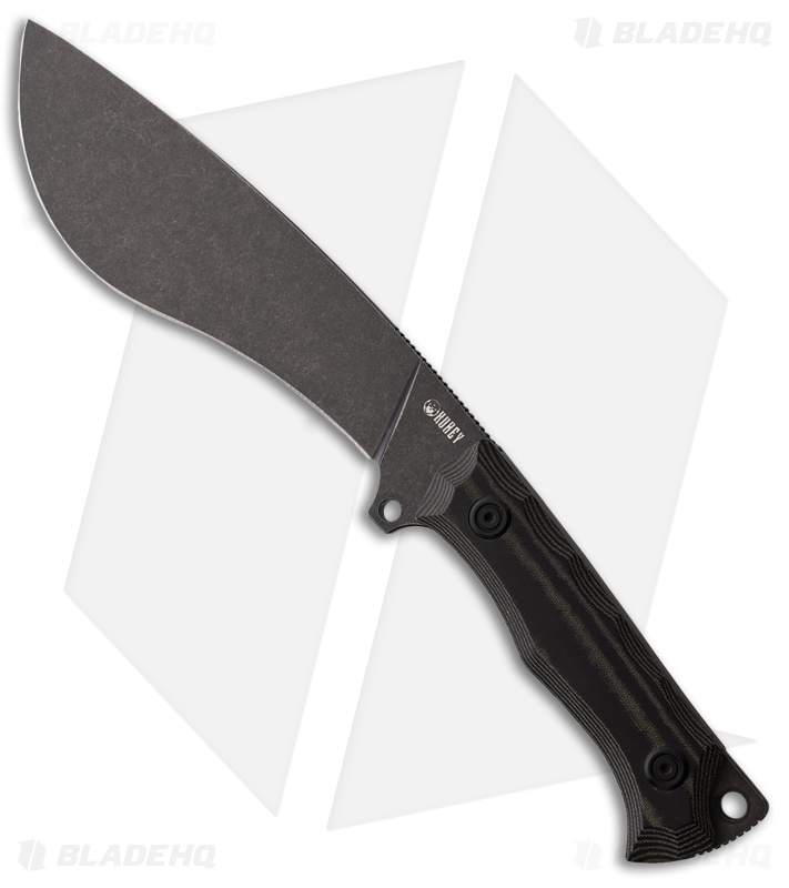Kubey Destroyer Kukri Fixed Blade Knife Black Micarta (6.1" Black Stonewash)