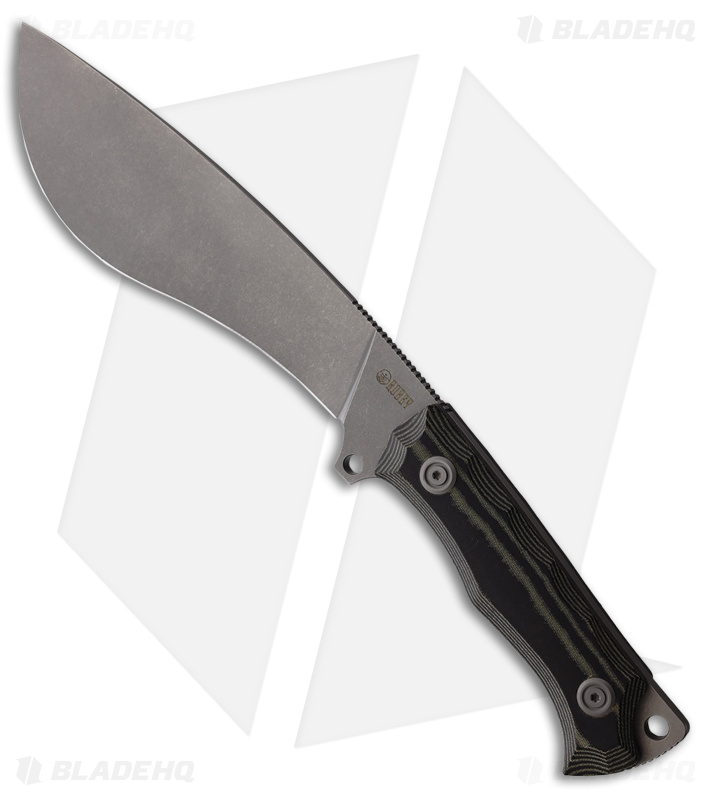 Kubey Destroyer Kukri Fixed Blade Knife Black Micarta (6.1" Bead Blast D2)