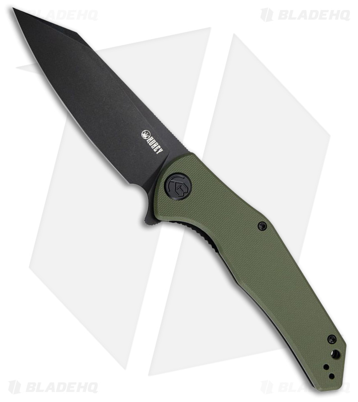 Kubey Flash Pocket Knife OD Green G-10 + Black SW - Blade HQ