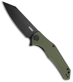 Kubey Flash Liner Lock Flipper Knife OD Green G-10 (3.8" Black Stonewash)