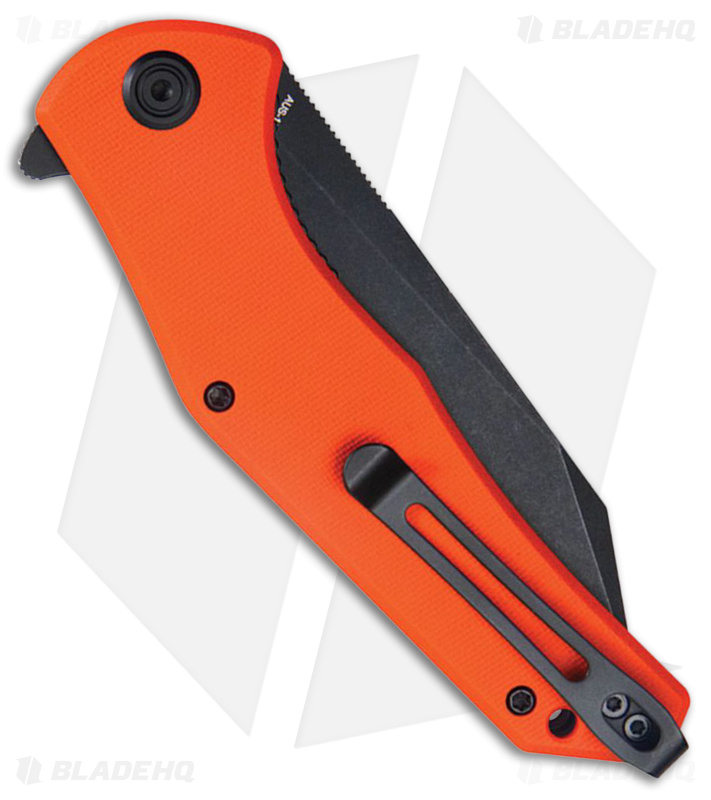 Kubey Flash Liner Lock Flipper Knife Orange G-10 (3.8" Black Stonewash)