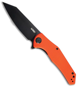 Kubey Flash Liner Lock Flipper Knife Orange G-10 (3.8" Black Stonewash)