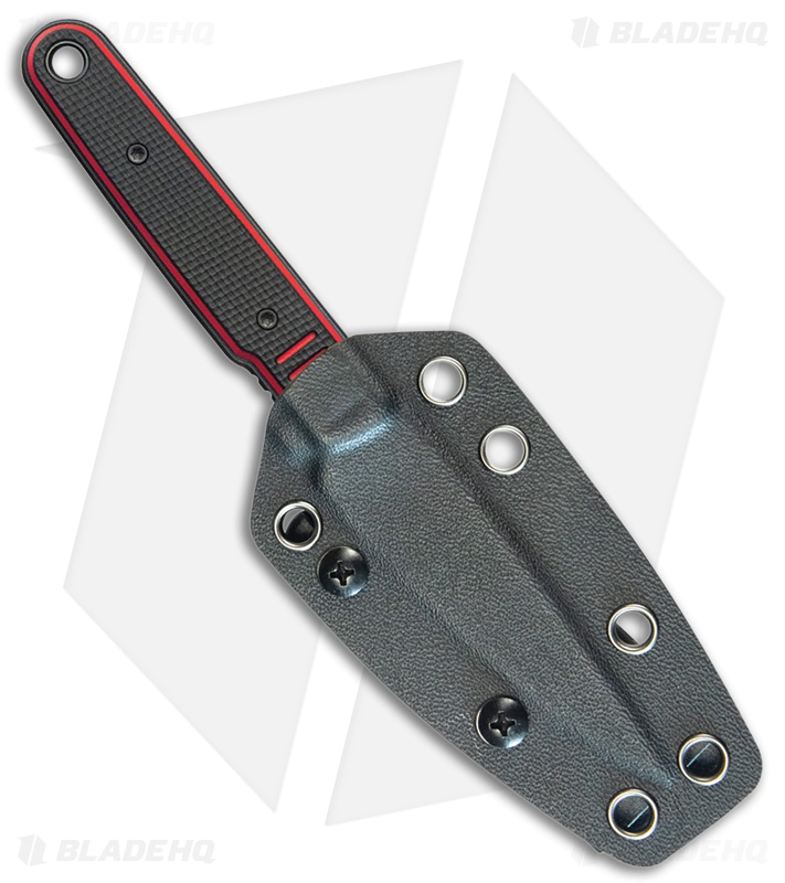 Kubey Fixie Fixed Blade Knife Black/Red G-10 (3.11" Black Stonewash)