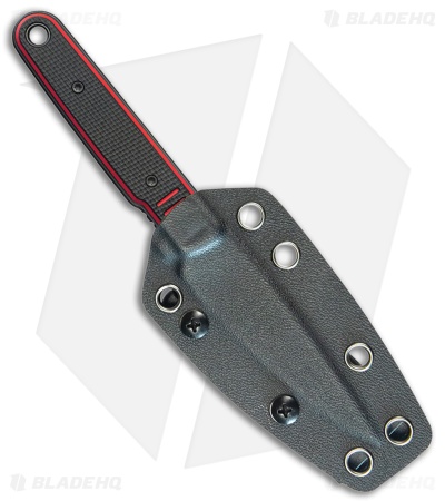 Kubey Fixie Fixed Blade Knife Black/Red G-10 (3.11" Black Stonewash)
