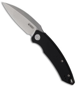 Kubey Tiguass Leaf Front Flipper Liner Lock Knife Black G-10 (3" Bead Blast)