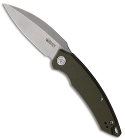 Kubey Tiguass Leaf Front Flipper Liner Lock Knife OD Green G-10 (3" Bead Blast)