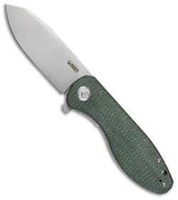 Kubey Master Chief Liner Lock Knife Green Micarta (3.4" Stonewash)