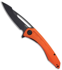 Kubey Knives Merced Harpoon Liner Lock Knife Orange G-10 (3.5" Black SW)