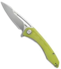 Kubey Knives Merced Harpoon Liner Lock Knife Translucent Yellow G-10 (3.5" SW)
