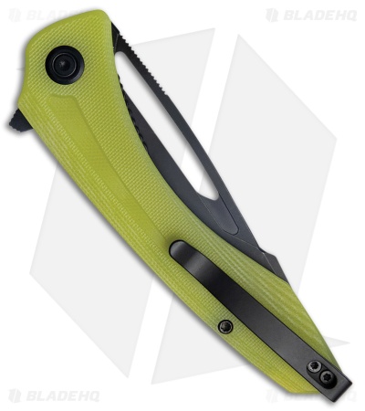 Kubey Knives Merced Harpoon Liner Lock Knife Translucent Yellow G-10 (3.5" SW)
