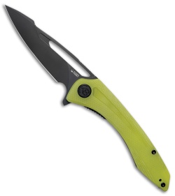 Kubey Knives Merced Harpoon Liner Lock Knife Translucent Yellow G-10 (3.5" SW)