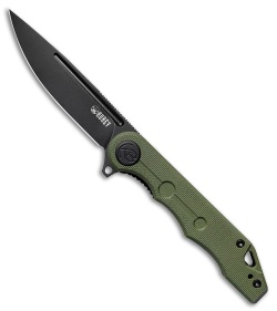 Kubey Mizo Liner Lock Knife OD Green G-10 (3.15" Black Stonewash) KU312D