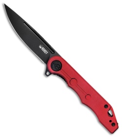 Kubey Mizo Liner Lock Knife Red G-10 (3.15" Black Stonewash) KU312C
