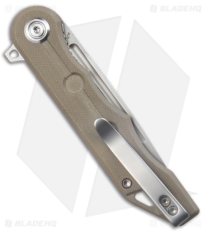 Kubey Mizo Liner Lock Knife Tan G-10 (3.15" Bead Blast) KU312H