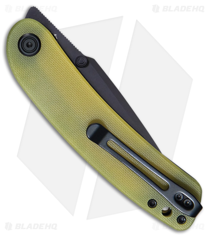 Kubey Knives Momentum Liner Lock Knife Translucent Yellow G-10 (3.5" Black SW)