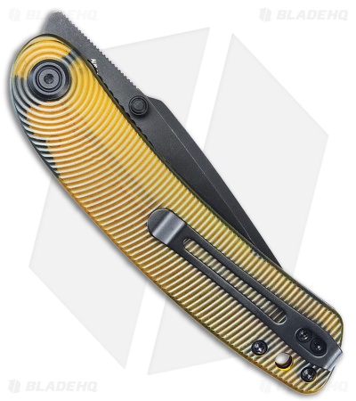Kubey Knives Momentum Liner Lock Knife Yellow Ultem (3.5" Black SW)