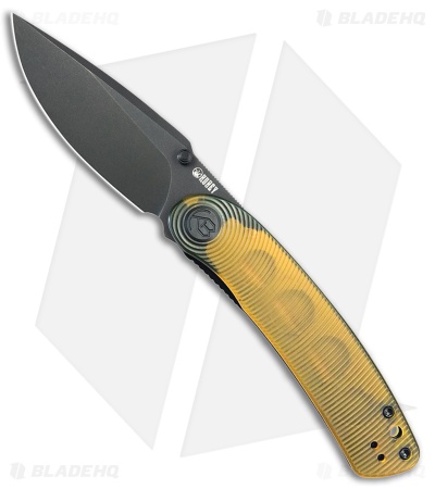 Kubey Knives Momentum Liner Lock Knife Yellow Ultem (3.5" Black SW)