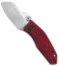 Kubey Monsterdog Liner Lock Knife Black/Red G-10 (2.95" Damascus) KU337G