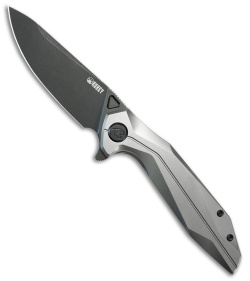 Kubey Nova Drop Point Frame Lock Titanium (3.7" Black)