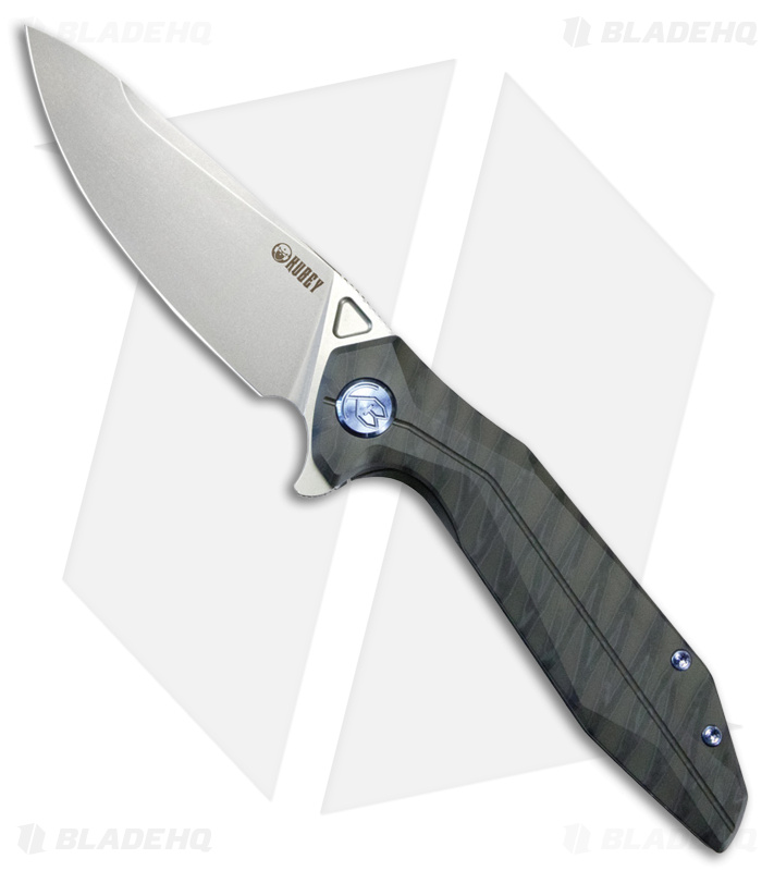 Kubey Nova Drop Point Frame Lock Black Titanium - Blade HQ