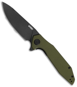 Kubey Nova Liner Lock Knife OD Green G-10 (3.75" Black Stonewash)