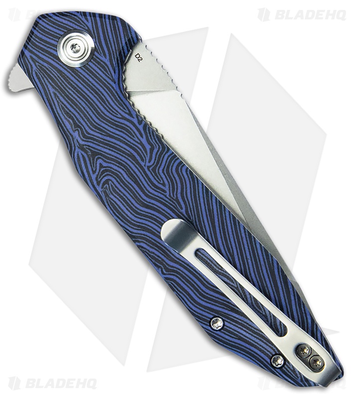 Kubey Nova Liner Lock Knife Black/Blue G-Mascus (3.7" Bead Blast) KU117J