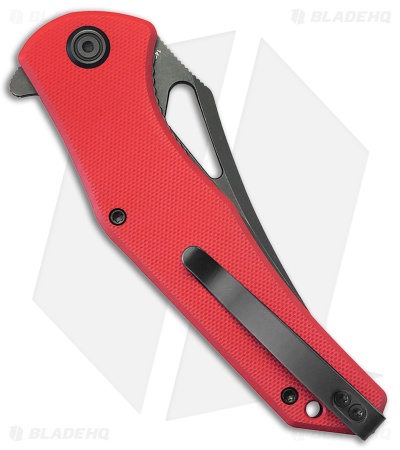 Kubey Phemius Liner Lock Knife Red G-10 (3.7" Black Stonewash) KU149F