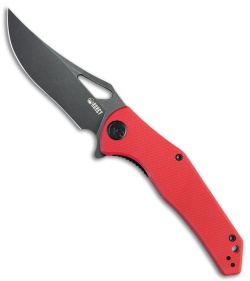 Kubey Phemius Liner Lock Knife Red G-10 (3.7" Black Stonewash) KU149F