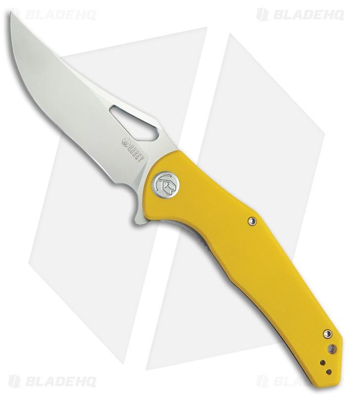 Kubey Phemius Liner Lock Knife Yellow G-10 Sandblast 14C28N