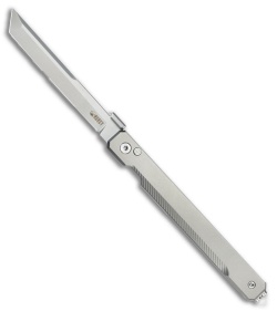 Kubey Knives Prism Tanto Button Lock Knife Titanium (3.5" Bead Blast 14C28N)