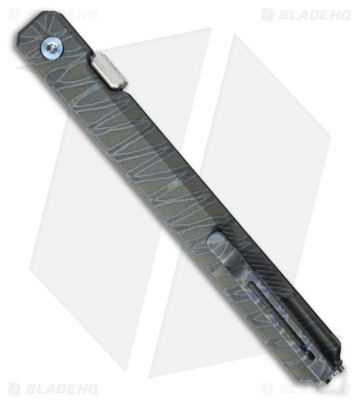 Kubey Knives Prism Button Lock Knife Blue/Gray Flame Titanium (3.5" Bead Blast)