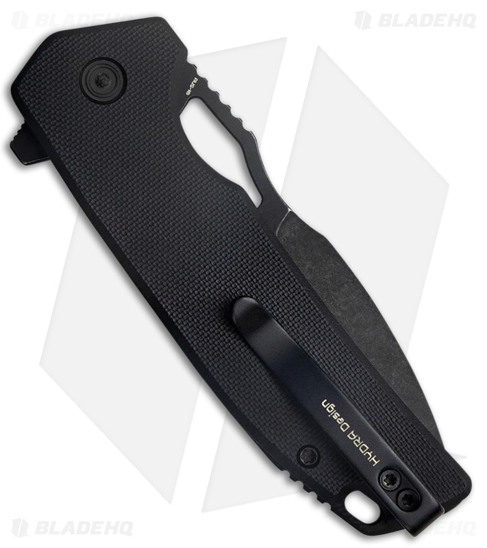 Kubey RDF Button Lock Knife Black G-10 (3.11" Black Stonewash) KU316A