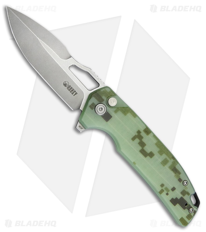 Kubey RDF Button Lock Knife Camo G-10 (Bead Blast) KU316C