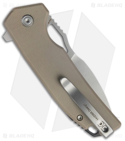 Kubey RDF Button Lock Knife Tan G-10 (3.11" Bead Blast) KU316D