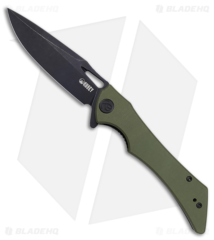 Kubey Raven Liner Lock Knife OD Green G-10 (Black) KB2451