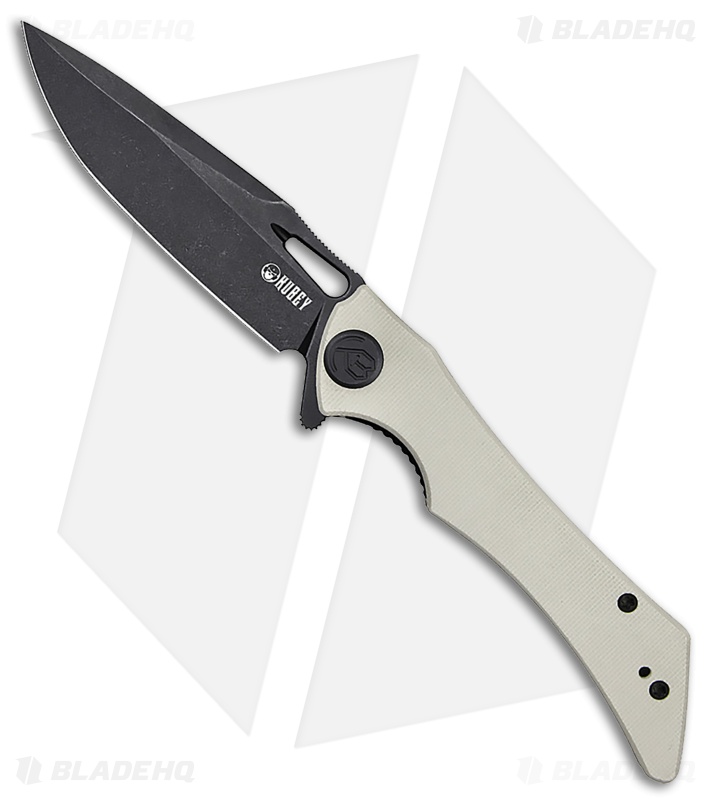 Kubey Raven Liner Lock Knife Ivory G-10 (Black SW) KB245F
