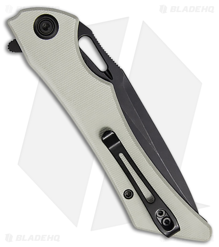 Kubey Raven Liner Lock Knife Ivory G-10 (Black SW) KB245F