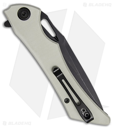 Kubey Raven Liner Lock Knife Ivory G-10 (Black SW) KB245F