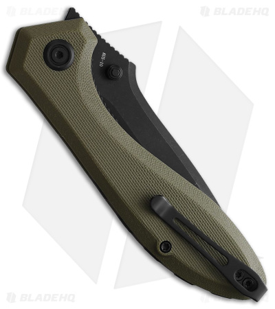 Kubey Ruckus Liner Lock Knife Olive Drab Green G-10 (3.5" Black SW)