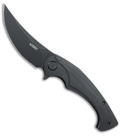 Kubey Knives Scimitar Black Out Liner Lock Knife Black G-10 (3.5" Black)