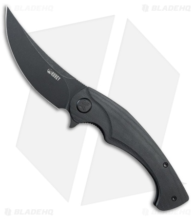 Kubey Knives Scimitar Black Out Liner Lock Knife Black G-10 (3.5" Black)