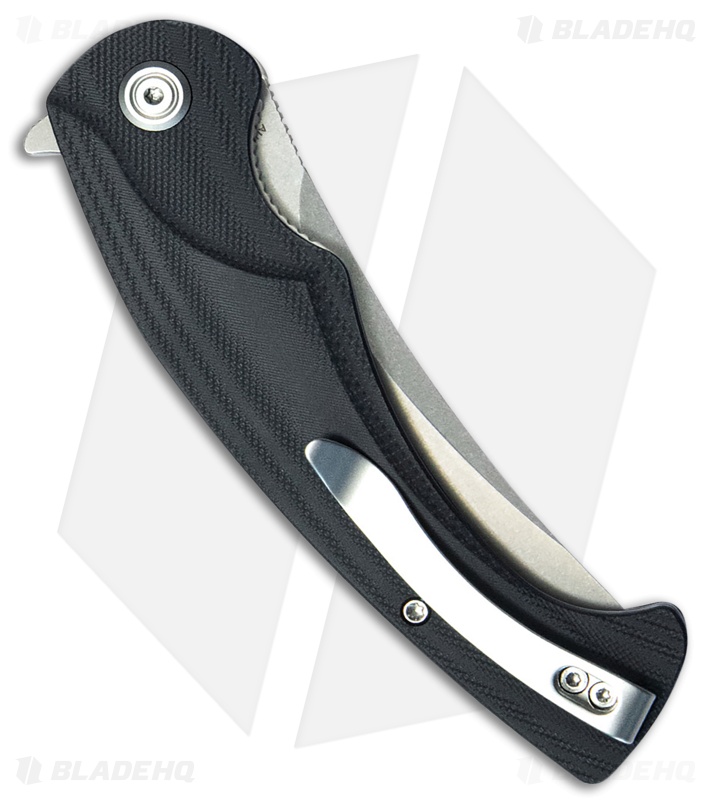 Kubey Knives Scimitar Liner Lock Knife Black G-10 (3.5" Stonewash)