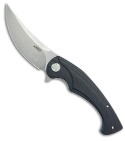 Kubey Knives Scimitar Liner Lock Knife Black G-10 (3.5" Stonewash)