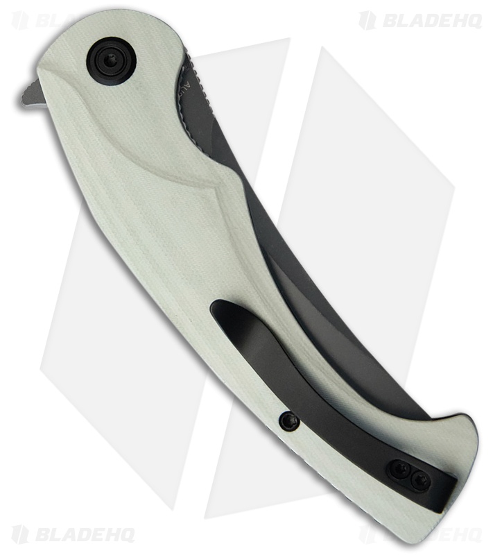 Kubey Knives Scimitar Liner Lock Knife White G-10 (3.5" Black SW)