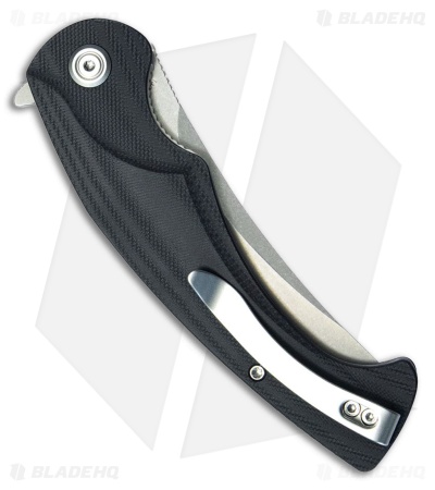 Kubey Knives Scimitar Liner Lock Knife Black G-10 (3.5" Bead Blast 14C28N)