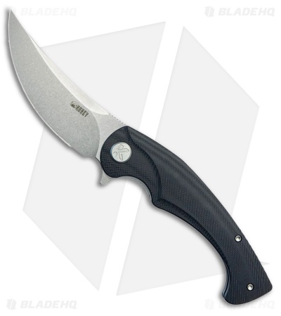 Kubey Knives Scimitar Liner Lock Knife Black G-10 (3.5" Bead Blast 14C28N)