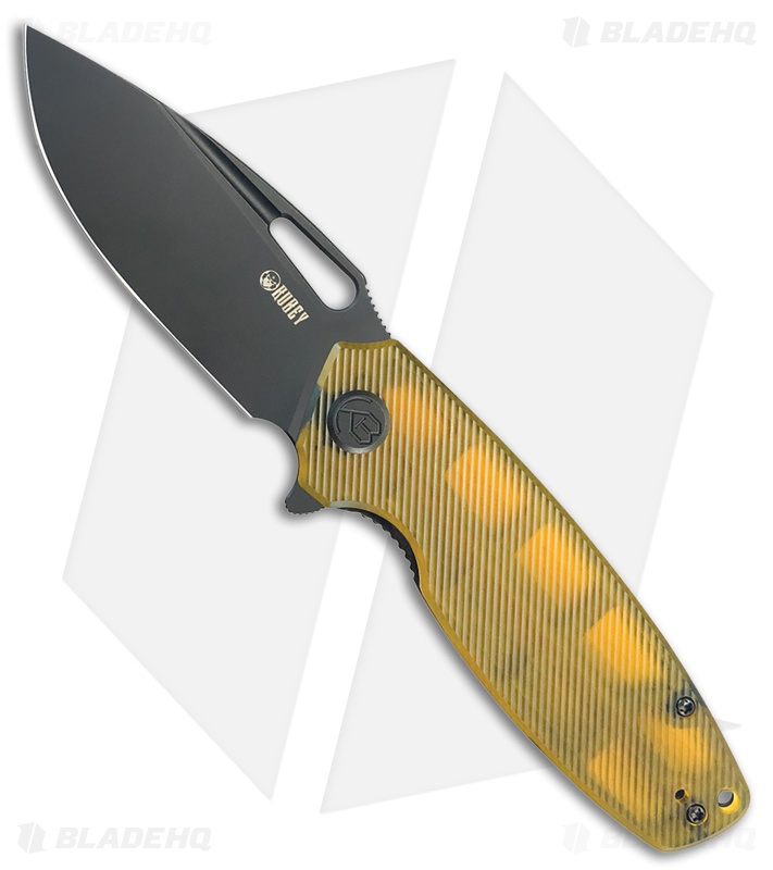 Kubey Tityus Pocket Knife Yellow Ultem Drop Point Black SW